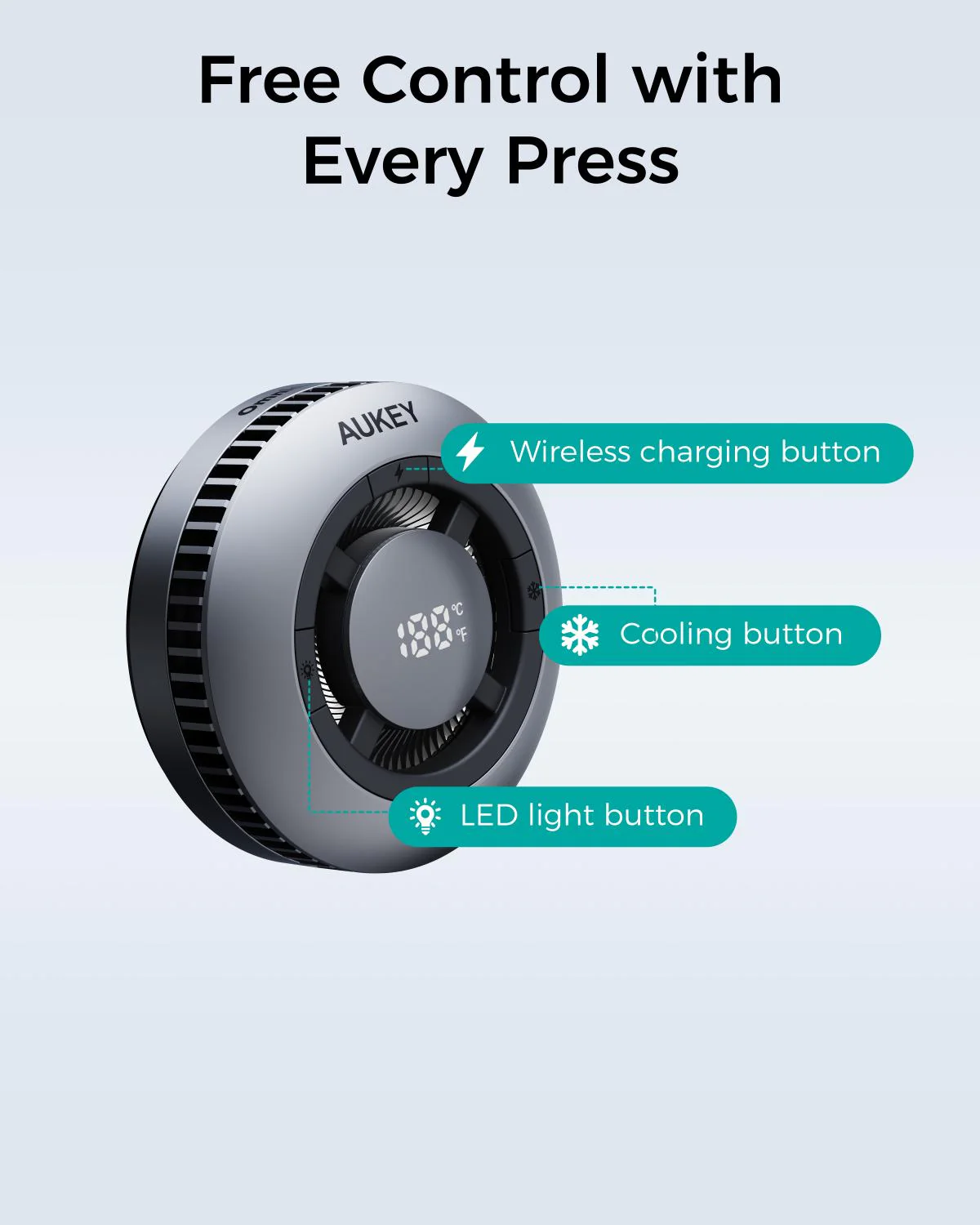  Aukey MagFusion GameFrost Qi2 Magnetic Fast Wireless Charging Active Cooling